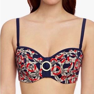 Panache Nancy Underwire Baneau Bikini Top SW0773 Nautical Print Size 34FF